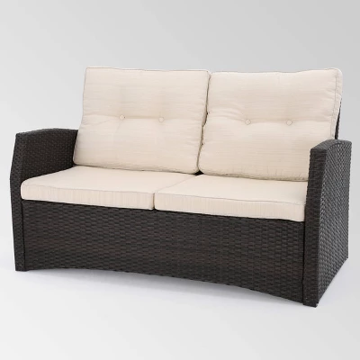 Sanger 5pc Wicker Chat Set - Dark Brown - Christopher Knight Home 4 Sanger 5pc Wicker Chat Set - Dark Brown - Christopher Knight Home - Image 4