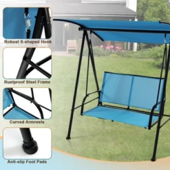 Costway 2-Seat Patio Swing Porch Swing With Adjustable Canopy For Garden Black/Dark Brown -Deals Patio Elegance Store GUEST 5a1265f8 9fb6 4e4b ac67 9e991f7ef3a5