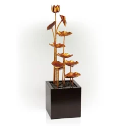 43" Metal Cascading Leaves Fountain With Stones Copper - Alpine Corporation -Deals Patio Elegance Store GUEST 5a8b0a30 a2d5 4585 b6c9 a5aa15bb2ee1