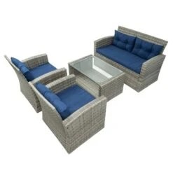 Terrazzo 4pc Outdoor Wicker Seating Set With Cushions - DUKAP -Deals Patio Elegance Store GUEST 5ab79d98 9b21 44ff 9db0 4f91b366c474
