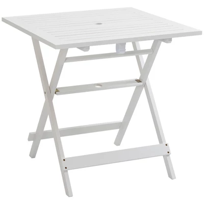 Outsunny Foldable Dining Table, Square Wood Side Table, Portable Bistro Table With Umbrella Hole For Outdoor Patio, Garden Or Backyard 6 Outsunny Foldable Dining Table, Square Wood Side Table, Portable Bistro Table With Umbrella Hole For Outdoor Patio, Garden Or Backyard - Image 6