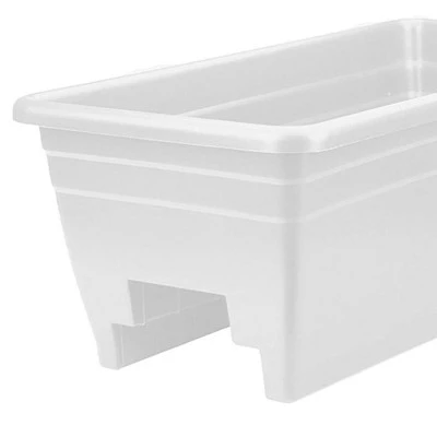 The HC Companies 24 Inch Wide Heavy Duty Plastic Deck Rail Mounted Garden Flower Planter Boxes With Removable Drainage Plugs, White (2 Pack) 2 The HC Companies 24 Inch Wide Heavy Duty Plastic Deck Rail Mounted Garden Flower Planter Boxes With Removable Drainage Plugs, White (2 Pack) - Image 2