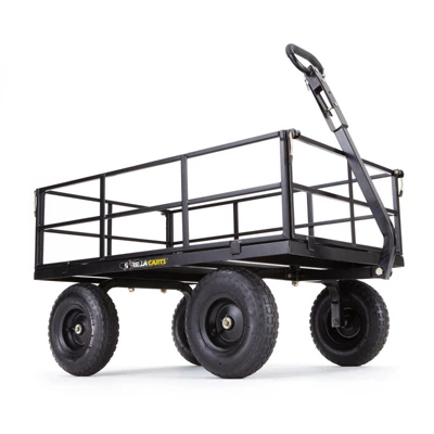 Gorilla Cart GOR1200-COM 9 Cubic Feet 1200 Pound Capacity Heavy Duty Durable Steel Utility Wagon Cart W/ 2 In 1 Towing Handle & Removable Sides, Black 4 Gorilla Cart GOR1200-COM 9 Cubic Feet 1200 Pound Capacity Heavy Duty Durable Steel Utility Wagon Cart W/ 2 In 1 Towing Handle & Removable Sides, Black - Image 4