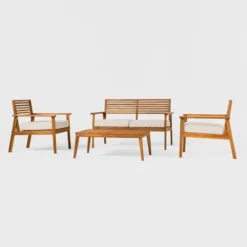 Saracina Home 4pc Mid-Century Modern Slatted Acacia Outdoor Patio Conversation Furniture Set 10 Saracina Home 4pc Mid-Century Modern Slatted Acacia Outdoor Patio Conversation Furniture Set -Deals Patio Elegance Store GUEST 5bd5681e 7e46 43b4 a961 a82e40c62e87