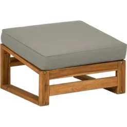 Galia 2pc Square Leg Acacia Wood Chair And Ottoman With Cushions - Brown - Saracina Home -Deals Patio Elegance Store GUEST 5c6ac659 1ca2 40a2 b2a8 c48f709d346f