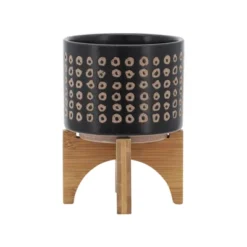 5.25" Ceramic Planter On Stand Brown - Sagebrook Home