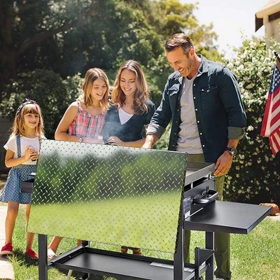 Flybold 28" Griddle Cover With Waterproof Aluminum Diamond Plate And Stainless Steel Handle For Outdoor BBQ Hood Blackstone Griddle Accessories 3 Flybold 28" Griddle Cover With Waterproof Aluminum Diamond Plate And Stainless Steel Handle For Outdoor BBQ Hood Blackstone Griddle Accessories - Image 3