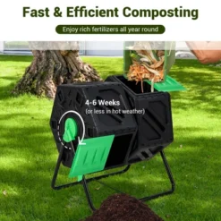 Costway Dual Chamber Compost Tumbler Outdoor Rotating Chamber Compost Bin 34.5 Gallon -Deals Patio Elegance Store GUEST 5ede0308 53ad 4638 b124 3711361e2571
