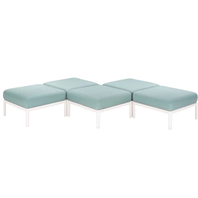 Laurel Outdoor Ottoman With Cushion - White/Seafoam - Lagoon 3 Laurel Outdoor Ottoman With Cushion - White/Seafoam - Lagoon - Image 3