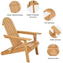 Yaheetech Folding Adirondack Chair Solid Wood Garden Chair Weather Resistant, Brown -Deals Patio Elegance Store GUEST 5f3e514c 6e44 4c78 9cfb c9396d2fbdd4