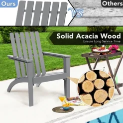 Costway 2PCS Patio Adirondack Chair Side Table Set Solid Wood Garden Deck Grey -Deals Patio Elegance Store GUEST 60650001 cfd8 4c9f 92d1 4212eaad5924