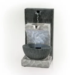 14" Modern Cascading Tabletop Fountain With LED Lights Gray - Alpine Corporation -Deals Patio Elegance Store GUEST 60f70733 4da5 4cd6 85aa 55bb07c0f487