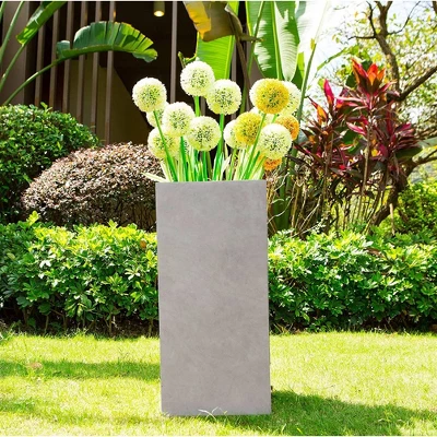 Rosemead Home & Garden, Inc. 14" Wide Kante Lightweight Durable Modern Tall Square Outdoor Decorative Planter Weathered Concrete Gray 2 Rosemead Home & Garden, Inc. 14" Wide Kante Lightweight Durable Modern Tall Square Outdoor Decorative Planter Weathered Concrete Gray - Image 2