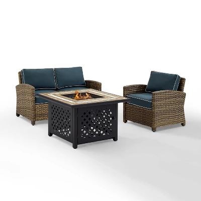 3pc Bradenton Outdoor Steel Fire Pit Set Navy/Weathered Brown - Crosley 6 3pc Bradenton Outdoor Steel Fire Pit Set Navy/Weathered Brown - Crosley - Image 6