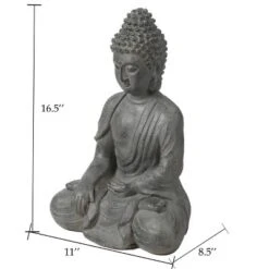 LuxenHome 16.1" Gray MgO Enlightened Buddha Garden Statue -Deals Patio Elegance Store GUEST 62a714e7 bdce 4816 9ed6 3b3bcf987e5f