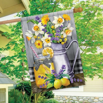 Lemonade Summer House Flag Rustic Floral Mason Jar 28" X 40" Briarwood Lane 2 Lemonade Summer House Flag Rustic Floral Mason Jar 28" X 40" Briarwood Lane - Image 2