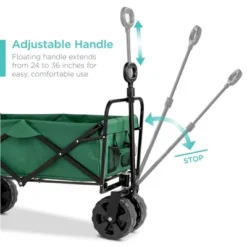 Best Choice Products 36in Folding Multipurpose Indoor Outdoor Utility Cart W/ Swivel Wheels, Adjustable Handle - Green 8 Best Choice Products 36in Folding Multipurpose Indoor Outdoor Utility Cart W/ Swivel Wheels, Adjustable Handle - Green -Deals Patio Elegance Store GUEST 644e289b f3af 4b34 9620 8b419e4abb4d