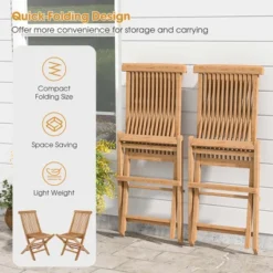Costway 2 PCS Patio Folding Chair Teak High Back Dining Slatted Seat Portable Outdoor -Deals Patio Elegance Store GUEST 644f67a4 ba8e 4bfc ac1d 9486b494992a