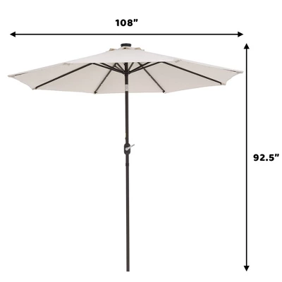 9' X 9' Solar LED Patio Umbrella With Tilt Adjustment And Crank Lift Beige - Wellfor 10 9' X 9' Solar LED Patio Umbrella With Tilt Adjustment And Crank Lift Beige - Wellfor - Image 10