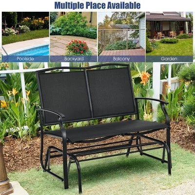 Costway Patio Glider Rocking Bench Double 2 Person Chair Loveseat Garden GreyBlack 4 Costway Patio Glider Rocking Bench Double 2 Person Chair Loveseat Garden GreyBlack - Image 4