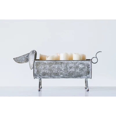 Planter Dog - Gray Metal - Storied Home 1 Planter Dog - Gray Metal - Storied Home