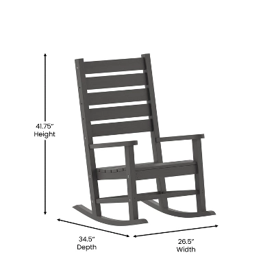 Emma And Oliver Set Of 2 Contemporary Rocking Chairs, All-Weather HDPE Indoor/Outdoor Rockers 6 Emma And Oliver Set Of 2 Contemporary Rocking Chairs, All-Weather HDPE Indoor/Outdoor Rockers - Image 6