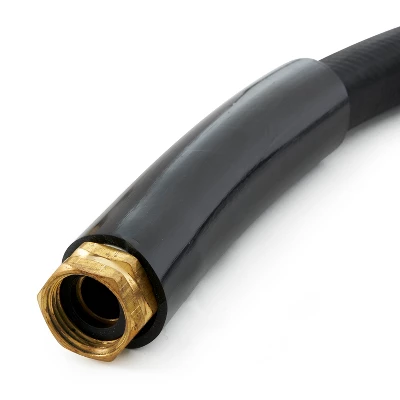 Apache 98108804 50 Foot Industrial Rubber Garden Water Hose With Heavy Duty MGHT X FGHT Brass Fittings And 1 Bend Restrictor 1 Apache 98108804 50 Foot Industrial Rubber Garden Water Hose With Heavy Duty MGHT X FGHT Brass Fittings And 1 Bend Restrictor