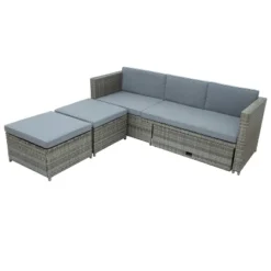 4pc Outdoor Wicker Conversation Sectional Set With Cushions - Gray - GODEER 30 4pc Outdoor Wicker Conversation Sectional Set With Cushions - Gray - GODEER -Deals Patio Elegance Store GUEST 67c26f76 9d9a 440d 8a84 bf5b617aa079