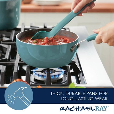 Rachael Ray Cook + Create Aluminum Nonstick Saucier Pan 3qt Agave Blue 8 Rachael Ray Cook + Create Aluminum Nonstick Saucier Pan 3qt Agave Blue - Image 8