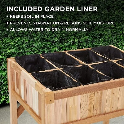 Jumbl Cedar Wood Raised Garden Bed & Herb Planter Box, 31" X 23" X 31" 2 Jumbl Cedar Wood Raised Garden Bed & Herb Planter Box, 31" X 23" X 31" - Image 2