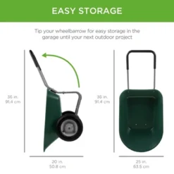 Best Choice Products Dual-Wheel Home Wheelbarrow Yard Garden Cart For Lawn, Construction - Green -Deals Patio Elegance Store GUEST 68cfa46e 3da4 46c2 8d96 fecf8525aab9