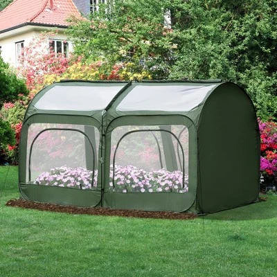 Outsunny 8' X 4' X 4' Portable Pop Up Greenhouse, Garden Canopy Hot House, 4 Zipper Doors For Growing Tropical Plants, Flowers, Herbs, 2 Outsunny 8' X 4' X 4' Portable Pop Up Greenhouse, Garden Canopy Hot House, 4 Zipper Doors For Growing Tropical Plants, Flowers, Herbs, - Image 2