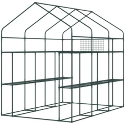 Outsunny 2-Tier Shelf Greenhouse With Door, Windows, PE Cover, Steel Frame For Outdoor Garden Plant & Plant Use, 84.25" X 56.25" X 76.75", Green 8 Outsunny 2-Tier Shelf Greenhouse With Door, Windows, PE Cover, Steel Frame For Outdoor Garden Plant & Plant Use, 84.25" X 56.25" X 76.75", Green -Deals Patio Elegance Store GUEST 6ace938b 74f9 48ea b898 df0d573f9493