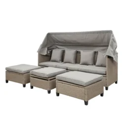 4pc Outdoor Adjustable Wicker Sectional Set With Canopy & Table - GODEER 37 4pc Outdoor Adjustable Wicker Sectional Set With Canopy & Table - GODEER -Deals Patio Elegance Store GUEST 6be8053e c17f 4c1d bb04 e4de924aa441