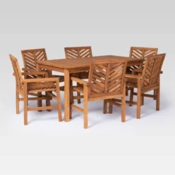 7pc Slatted Chevron Acacia Patio Dining Set - Saracina Home 23 7pc Slatted Chevron Acacia Patio Dining Set - Saracina Home -Deals Patio Elegance Store GUEST 6c5a38cb 01f2 4a50 903c b27f64f7a8ce