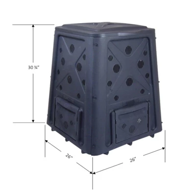 Redmon 65 Gallon Capacity Compost Bin With Snapping Lift Off Lid, 4 Door Access, And Multiple Vent Holes, For Home Gardens And Landscaping, Black 4 Redmon 65 Gallon Capacity Compost Bin With Snapping Lift Off Lid, 4 Door Access, And Multiple Vent Holes, For Home Gardens And Landscaping, Black - Image 4