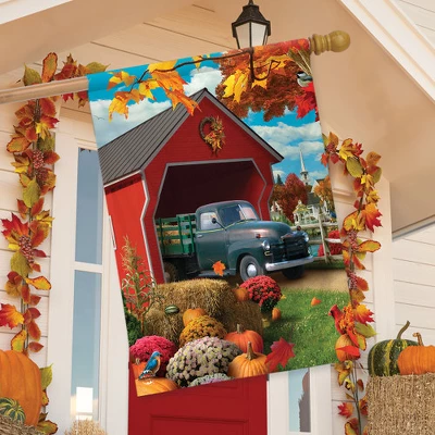 Harvest Bridge Autumn House Flag Pickup Truck Fall 28" X 40" Briarwood Lane 2 Harvest Bridge Autumn House Flag Pickup Truck Fall 28" X 40" Briarwood Lane - Image 2