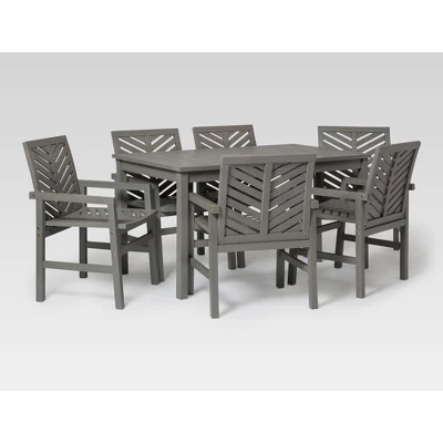 7pc Slatted Chevron Acacia Patio Dining Set - Saracina Home 4 7pc Slatted Chevron Acacia Patio Dining Set - Saracina Home - Image 4