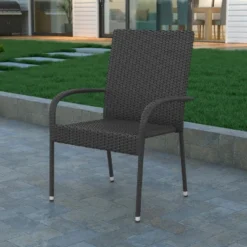 Emma And Oliver Stacking All-Weather Wicker Wrapped Powder Coated Steel Patio Club Chairs For Indoor And Outdoor Use -Deals Patio Elegance Store GUEST 6f3a8064 c219 4602 87e1 e0c0663a6b75