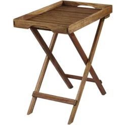 Teal Island Designs Farmhouse Rustic Acacia Wood Rectangular Outdoor Folding Table 27" X 18" Natural Brown Slat Tray Tabletop For Spaces Patio Balcony -Deals Patio Elegance Store GUEST 700bdcfa fc2b 49ac b410 dc89d62cd322