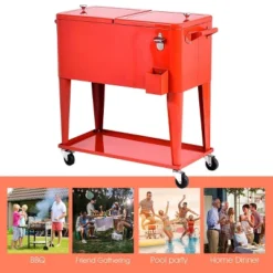 Costway 80-quart Cooler Beer Cart Outdoor Entertaining Rolling Party Steel Bar Bistro -Deals Patio Elegance Store GUEST 709ffc5d b85b 4638 838f 05ee0eb3f3f3