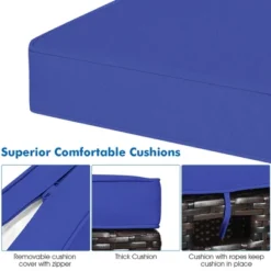 Costway 2PCS Patio Rattan Ottoman Cushioned Seat Foot Rest Coffee Table Furniture Garden Navy -Deals Patio Elegance Store GUEST 70ac561b d8b3 4691 ba85 f21f1fca9da2