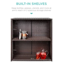 Best Choice Products 3-Piece All-Weather Wicker Bar Table Set For Patio, Backyard W/ 2 Stools, Glass Tabletop - Brown -Deals Patio Elegance Store GUEST 70bfb54f faa0 4ccd 9d74 ed52bb7a94f3