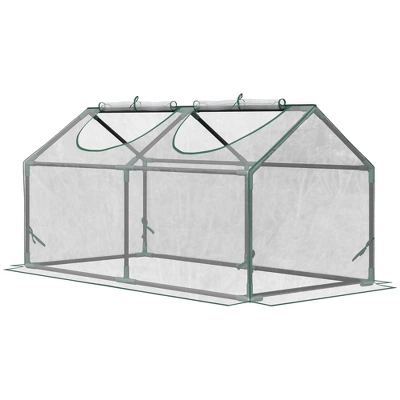 Outsunny Outdoor 3.9' X 2' X 2' Portable Mini Greenhouse, Small Greenhouse With PVC Cover, Roll-up Zippered Windows For Indoor, Outdoor Garden, Clear 3 Outsunny Outdoor 3.9' X 2' X 2' Portable Mini Greenhouse, Small Greenhouse With PVC Cover, Roll-up Zippered Windows For Indoor, Outdoor Garden, Clear - Image 3