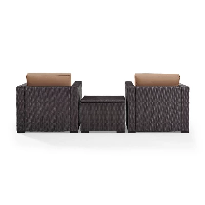 Biscayne 3pc Outdoor Wicker Seating Set - Mocha - Crosley 6 Biscayne 3pc Outdoor Wicker Seating Set - Mocha - Crosley - Image 6