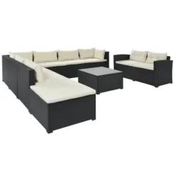 9pc Wicker Patio Sectional Seating Set With Cushions - Black/Beige - GODEER 24 9pc Wicker Patio Sectional Seating Set With Cushions - Black/Beige - GODEER -Deals Patio Elegance Store GUEST 716c1b02 1fb0 4d12 be22 fbf07e9f44b7