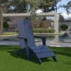 Flash Furniture Sawyer Modern All-Weather Poly Resin Wood Adirondack Chair With Foot Rest