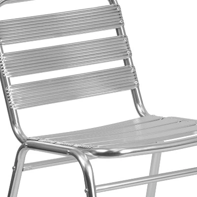 Emma And Oliver 4 Pack Commercial Aluminum Indoor-Outdoor Restaurant Stack Chair - Triple Slat Back 4 Emma And Oliver 4 Pack Commercial Aluminum Indoor-Outdoor Restaurant Stack Chair - Triple Slat Back - Image 4