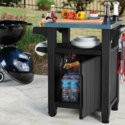 Keter Unity Portable 40 Gal Outdoor Table And Storage Cabinet W/ Accessory Hooks, Stainless Steel Top For Patio Kitchen Island Or Bar Cart -Deals Patio Elegance Store GUEST 73b7669a 733a 495c 9f76 8fbe2da839b1