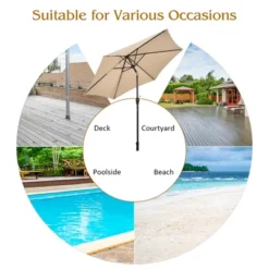 Costway 9Ft Outdoor Market Patio Table Umbrella Push Button Tilt Crank Lift Burgundy/Beige/Tan/Blue -Deals Patio Elegance Store GUEST 73caf0d2 8564 4fe2 a4cf 0dd626805615